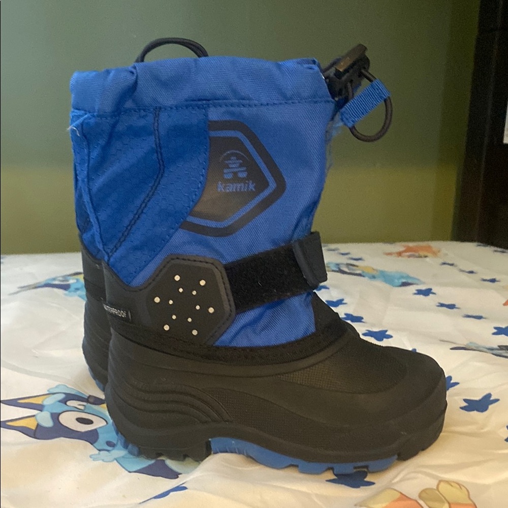 Kamik Blue and Black Boots with Waterproof Upper and Thick Traction Sole